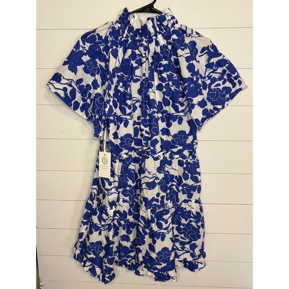 Tuckernuck Hyacinth House NWT Womens Medium Dress Blue White Floral Tiered Mini - Picture 4 of 11